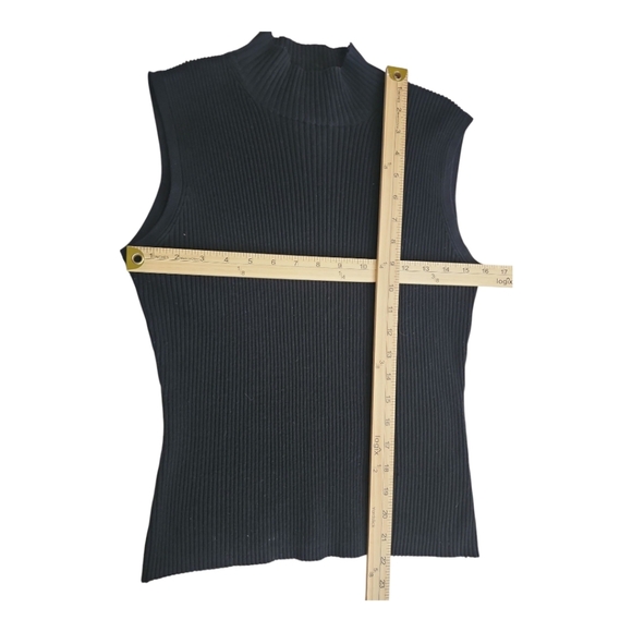 Joseph A. Qu'est-Cequecest Black Sleeveless Mock Neck Top Size L | Rayon Nylon - Picture 6 of 7
